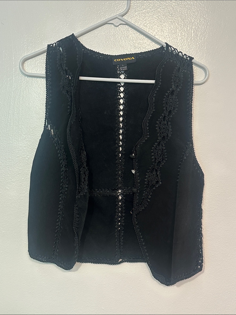 Black faux leather suede vest